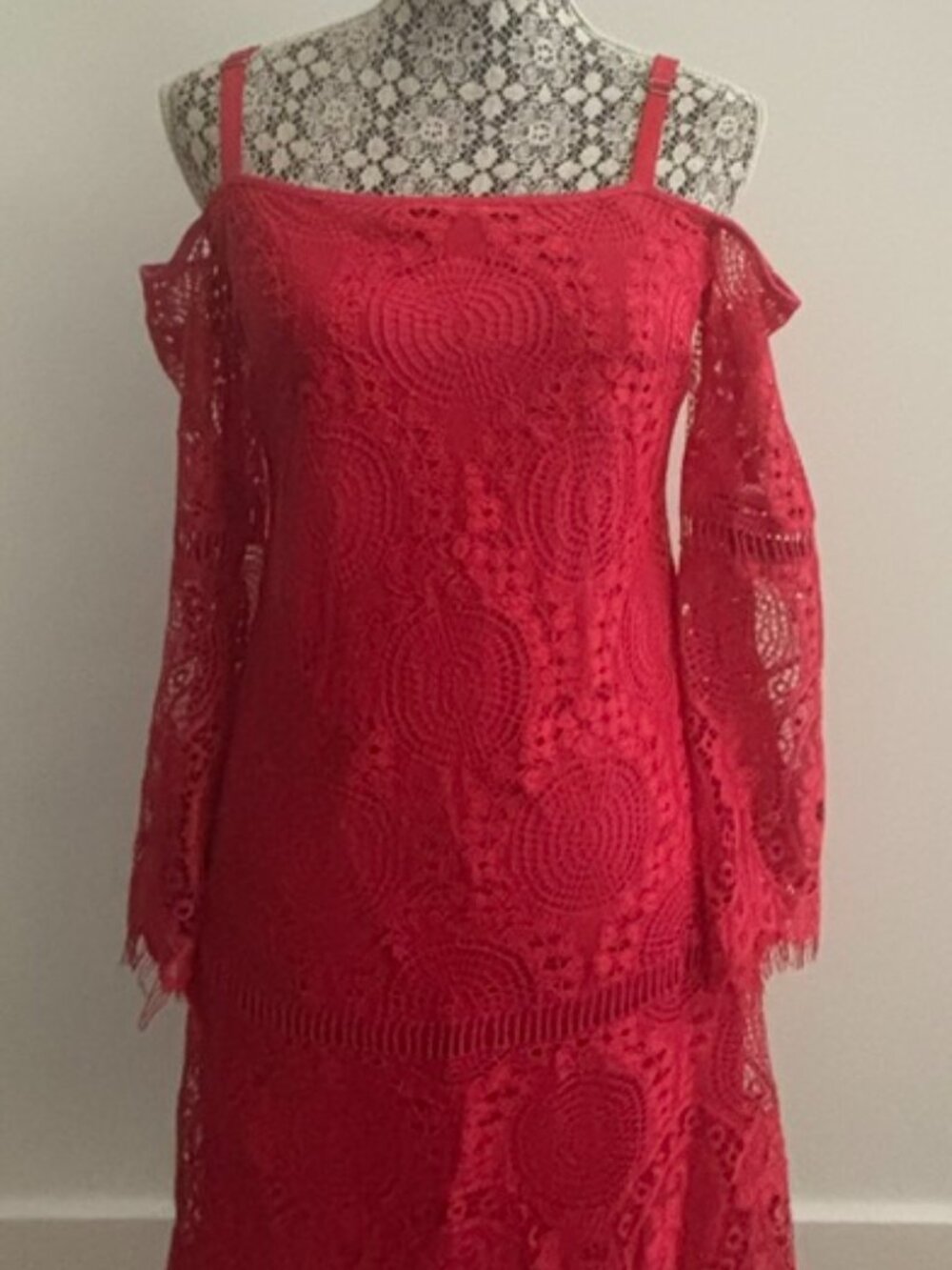 Nicole Miller Fuchsia Lace Cold Shoulder Dress - 6